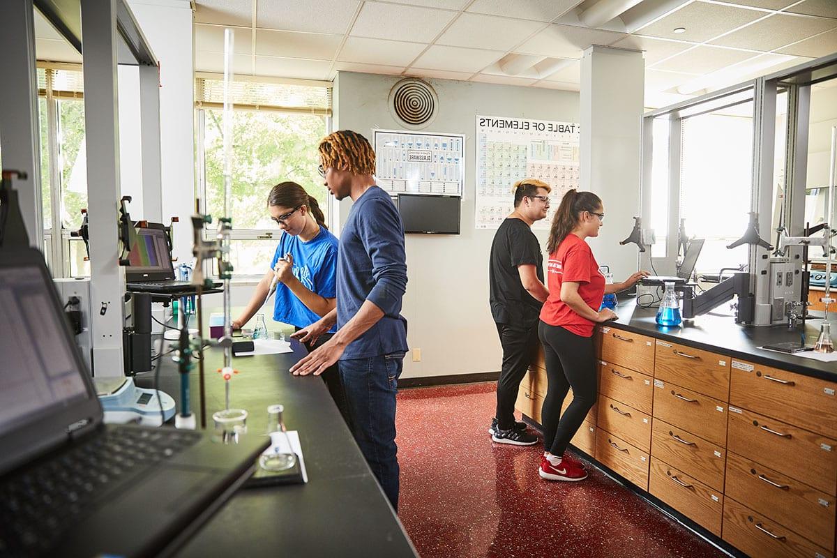 students in a science lab